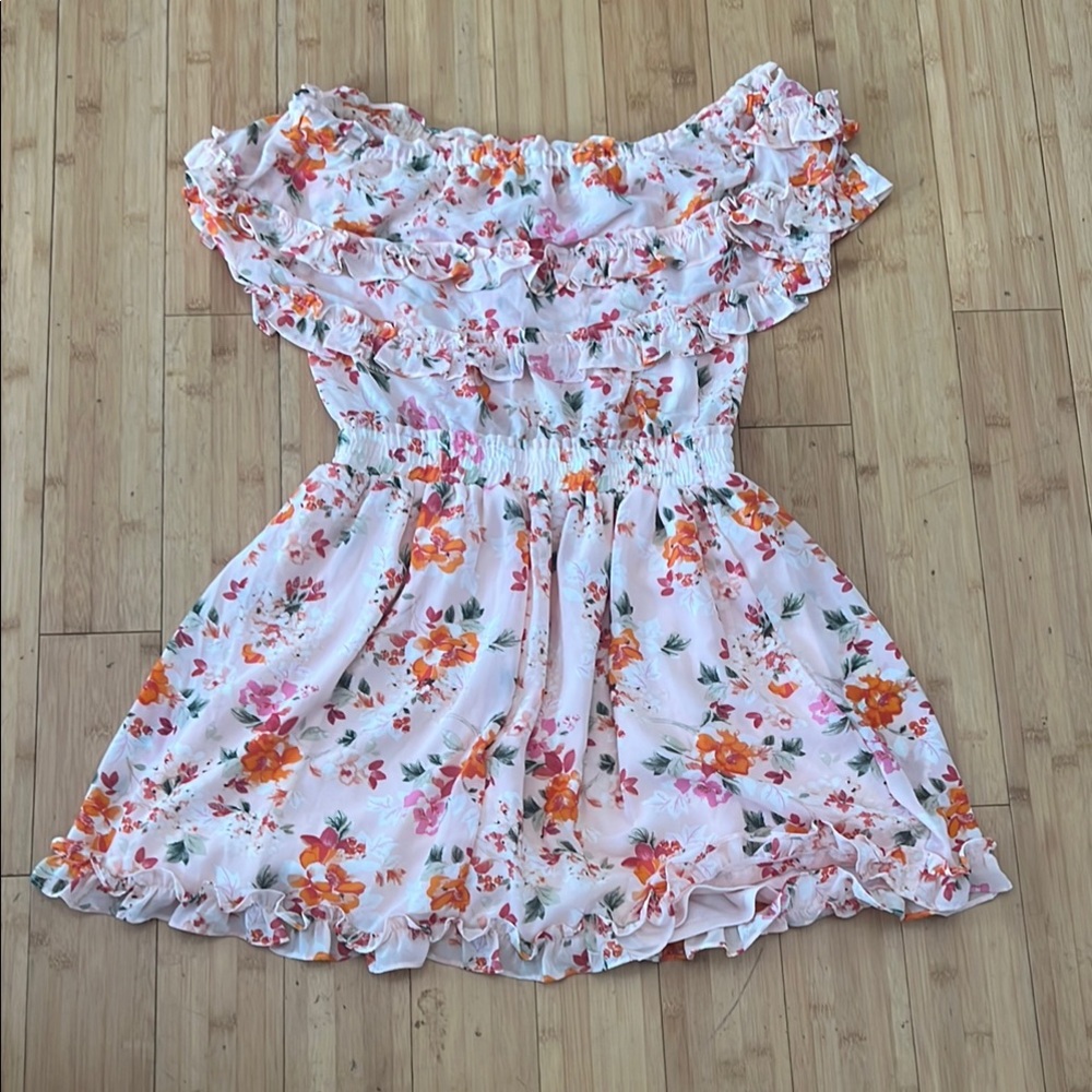 FAVLUX Orange Red Ruffled Off-Shoulder Sundress - Picture 2 of 2
